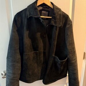Zara Black Suede Button-Front Jacket
